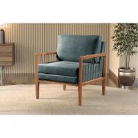 Poltrona Gael Luxo Madeira Maciça Castellar Móbile Linho Azul Linho Azul - 5