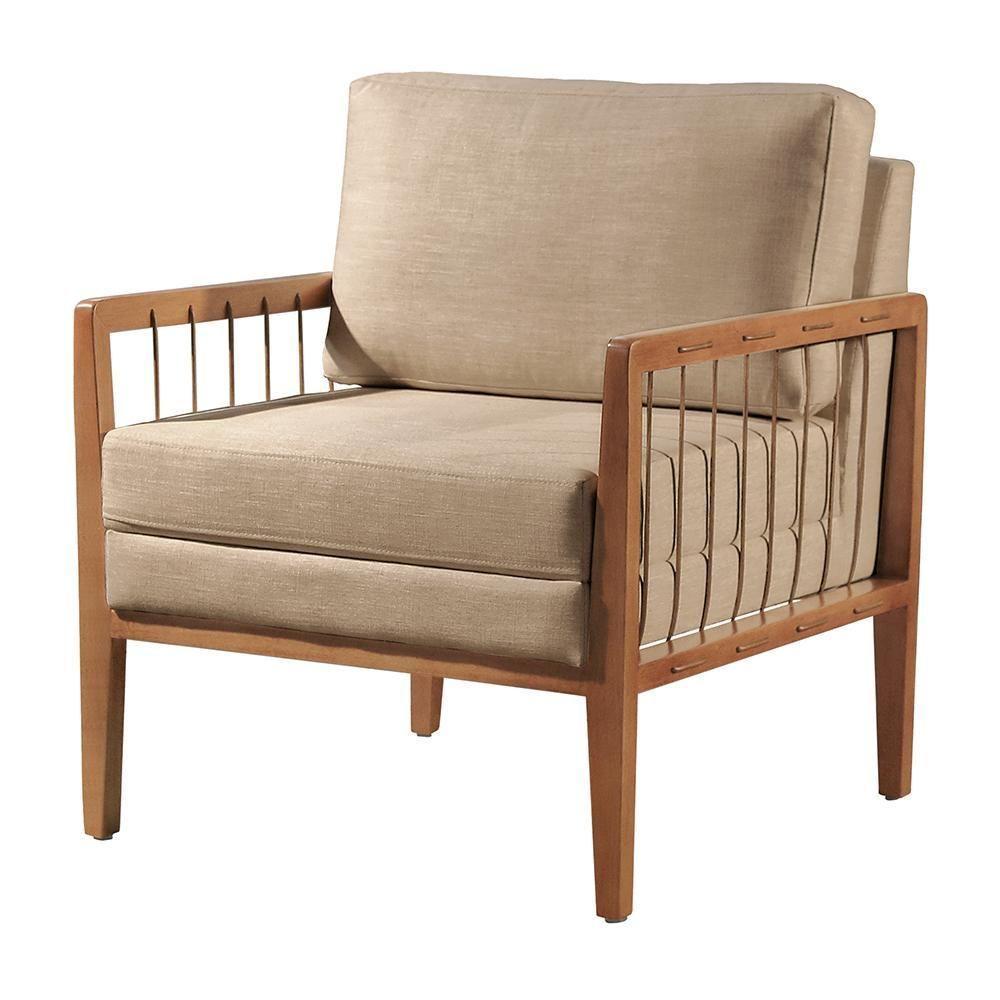 Poltrona Gael Luxo Madeira Maciça Castellar Móbile Linho Bege Linho Bege - 1