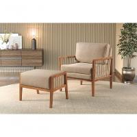 Poltrona Gael Luxo Madeira Maciça Castellar Móbile Linho Bege Linho Bege