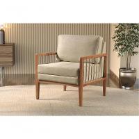 Poltrona Gael Luxo Madeira Maciça Castellar Móbile Linho Bege Claro Linho Bege Claro - 9