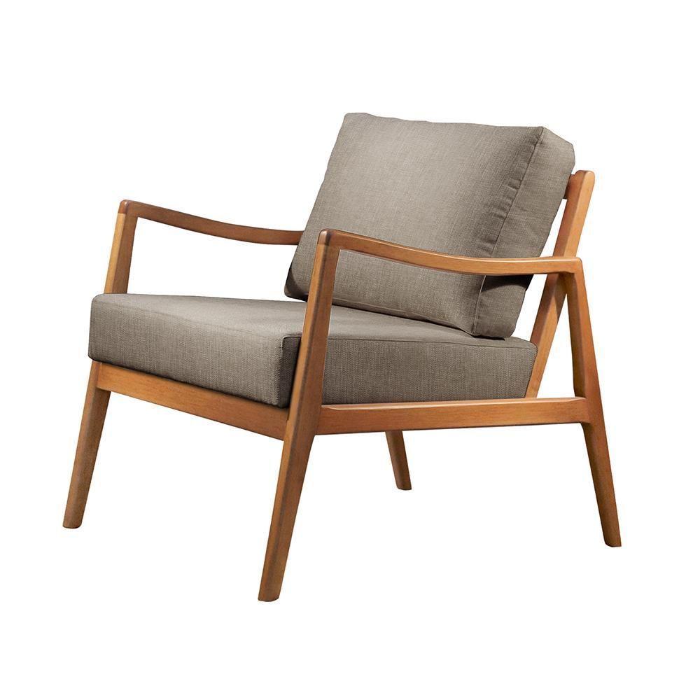 Poltrona Giulia Luxo Madeira Maciça Castellar Móbile Linho Cinza Linho Cinza - 1