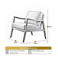 Poltrona Giulia Luxo Madeira Maciça Castellar Móbile Linho Cinza Linho Cinza - 5