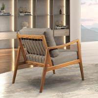 Poltrona Giulia Luxo Madeira Maciça Castellar Móbile Linho Cinza Linho Cinza - 6