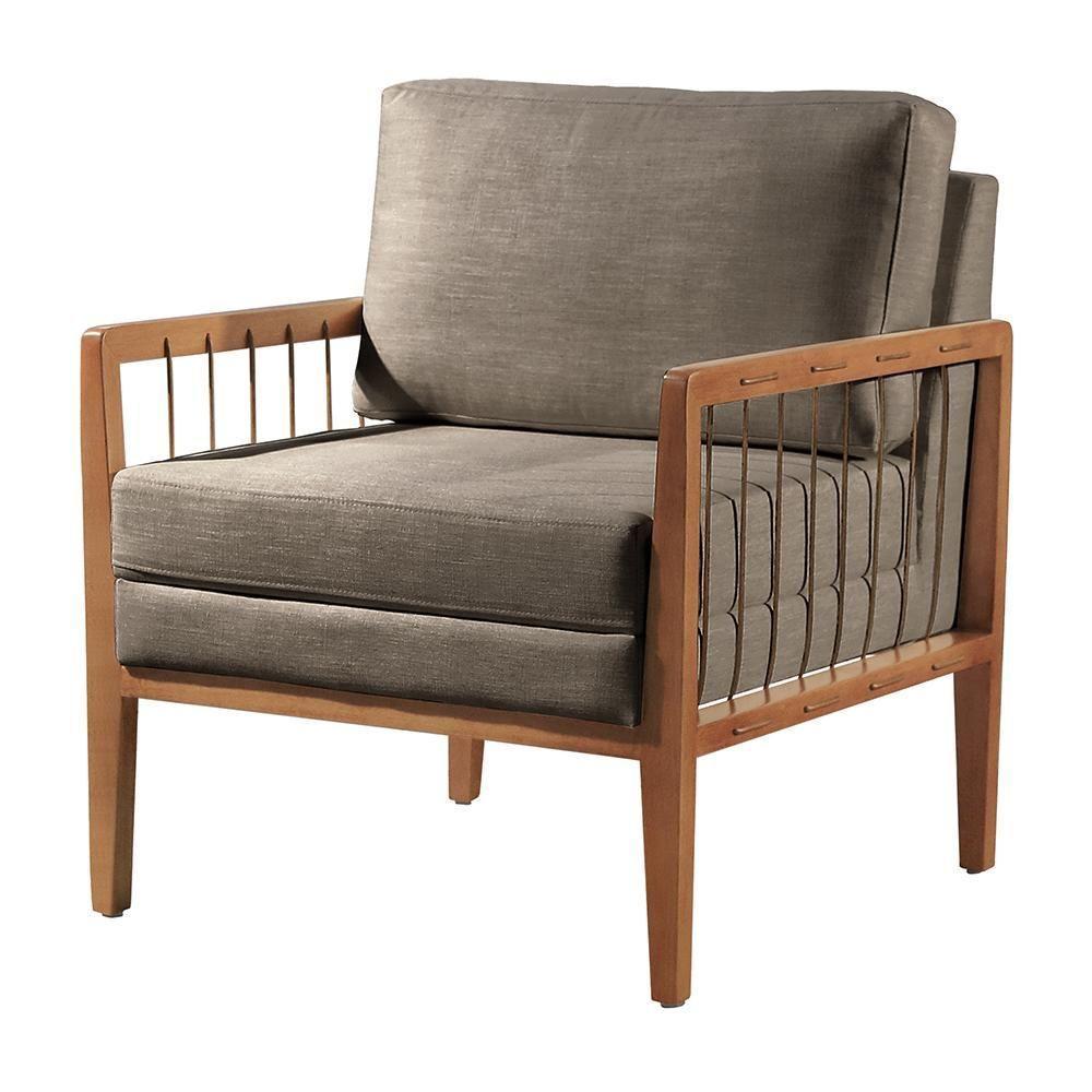 Poltrona Gael Luxo Madeira Maciça Castellar Móbile Linho Cappuccino Linho Cappuccino - 1