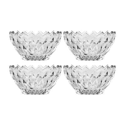Jogo 4 Taça De Sobremesa Bowl Vidro Diamante Transparente Galaxy 280ml Em Casa Tem
