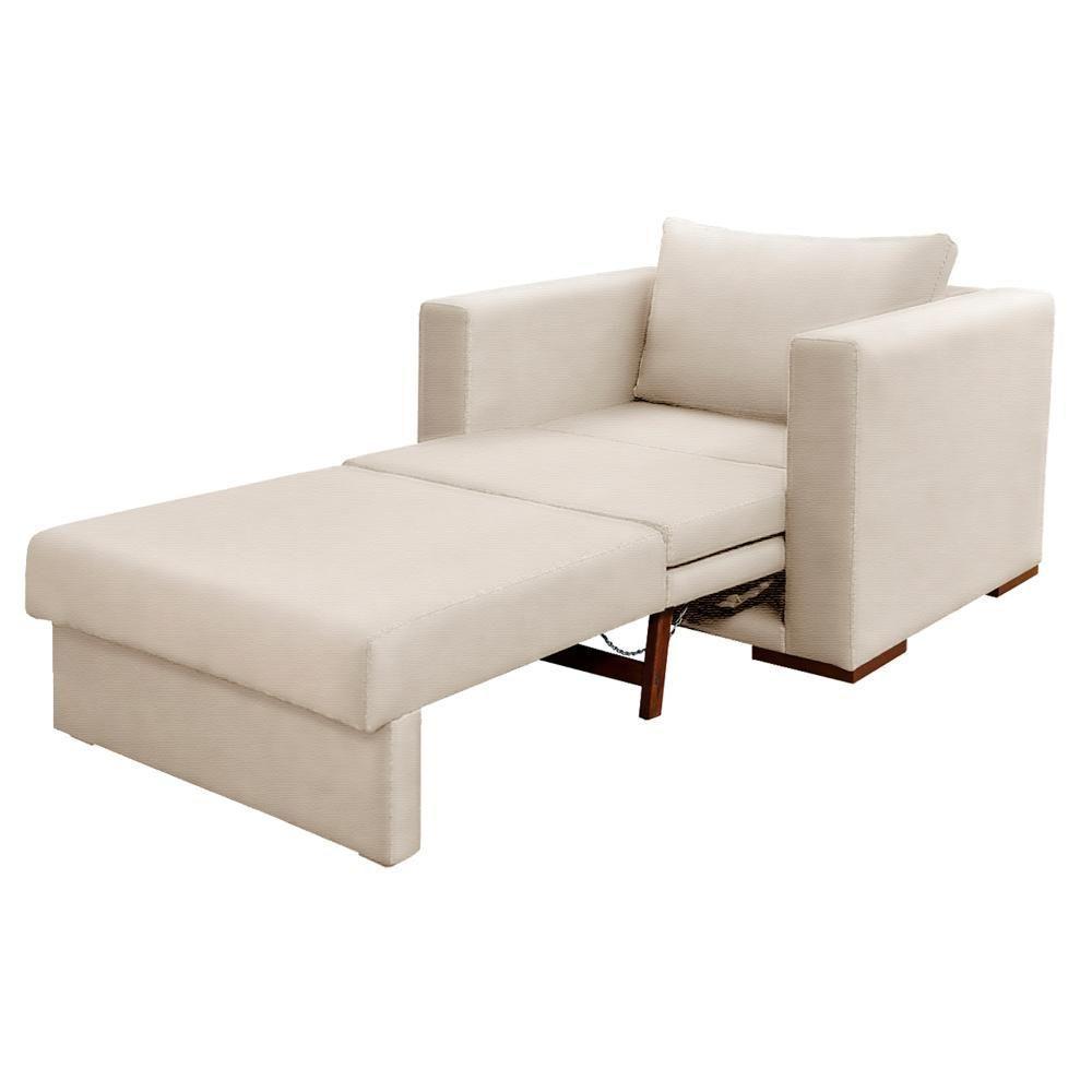 Poltrona Cama Hermes Luxo Castellar Móbile Veludo Bege Claro - 4