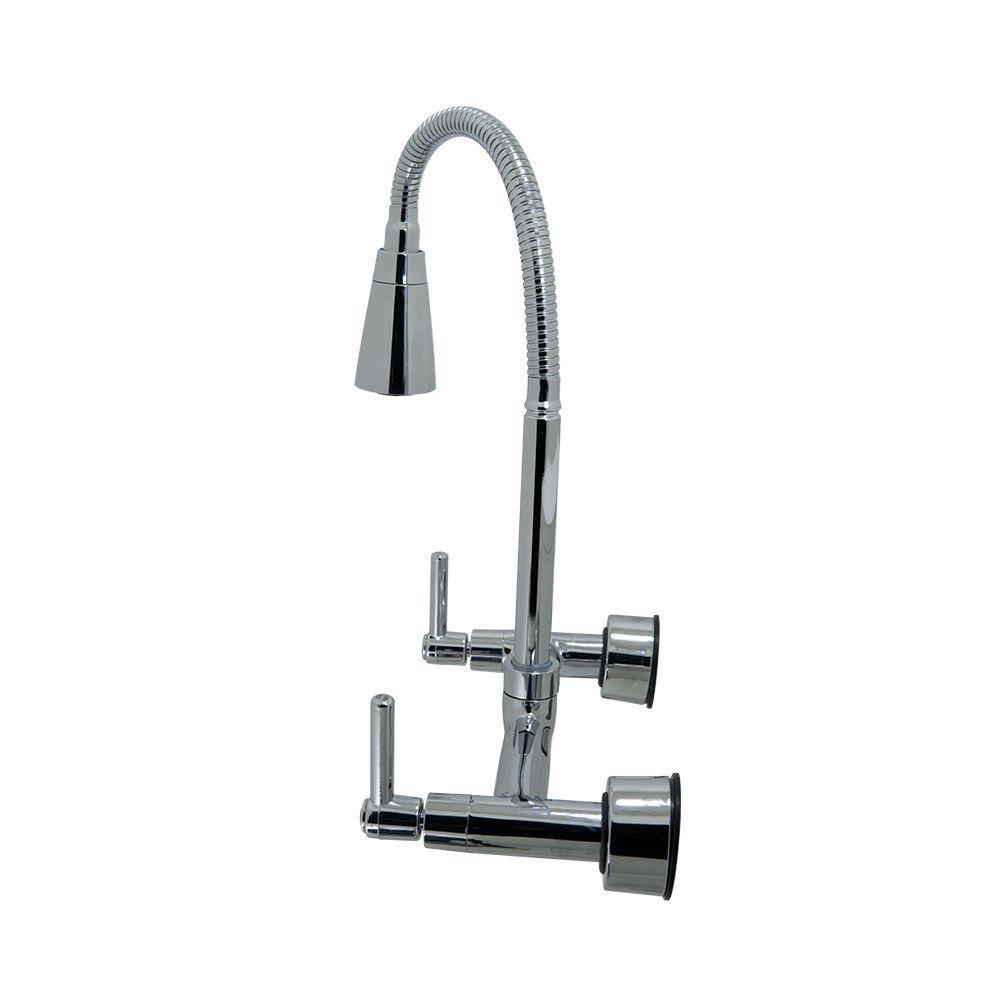 Torneira Misturador Cozinha Tubo Conic Flexível Cromado 2 Jatos Parede - 5