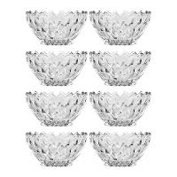 Jogo 8 Taça De Sobremesa Bowl Vidro Diamante Transparente Galaxy 280ml Em Casa Tem - 1