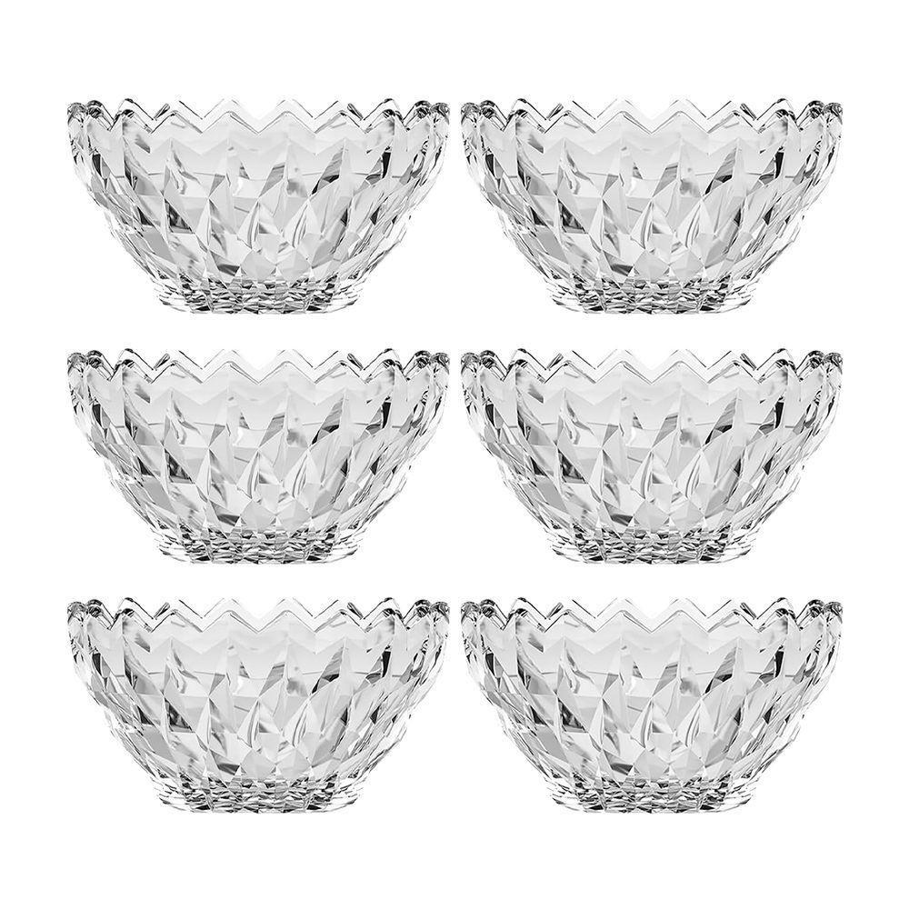 Jogo 6 Taça De Sobremesa Bowl Vidro Diamante Transparente Galaxy 280ml Em Casa Tem - 1