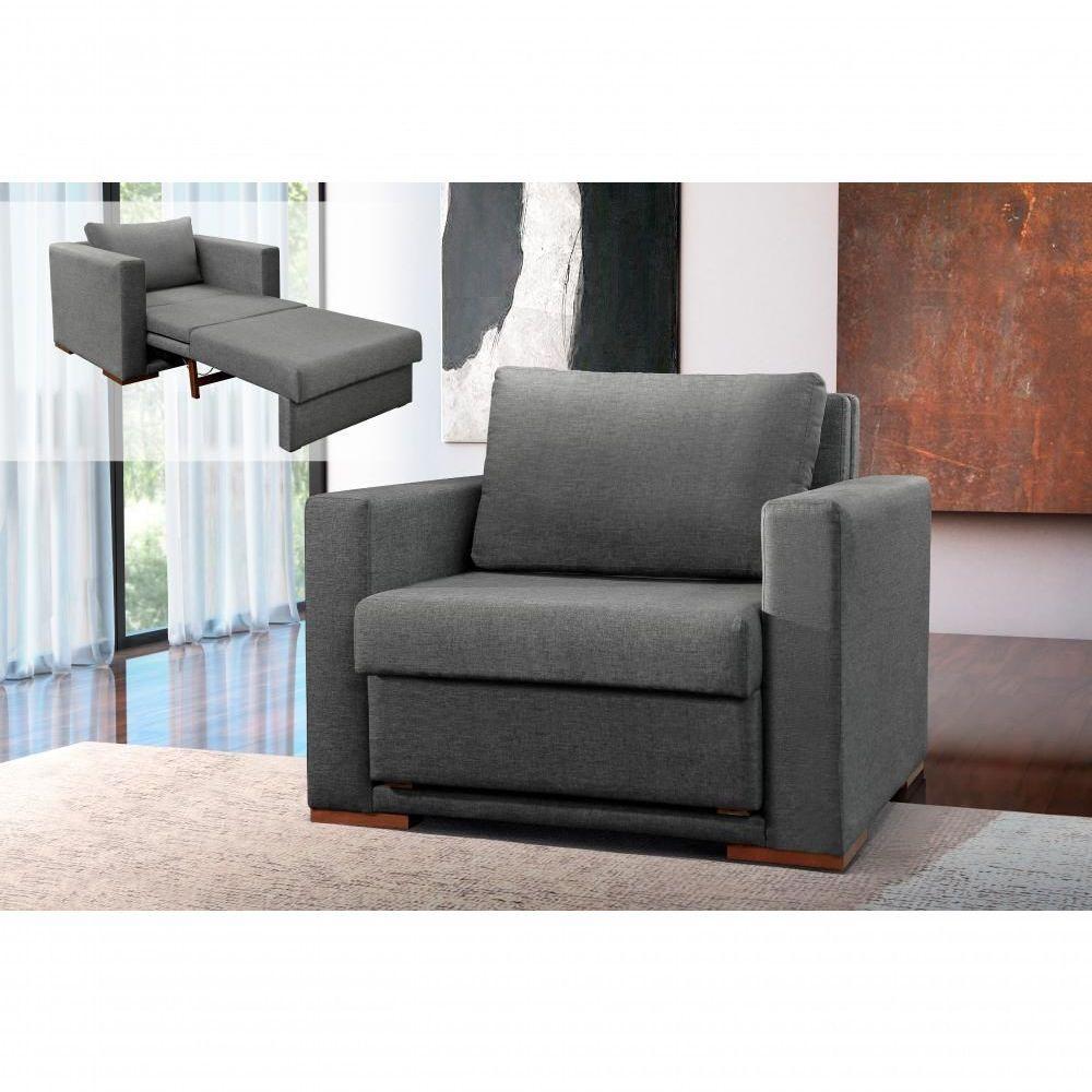 Poltrona Cama Hermes Luxo Castellar Móbile Linho Cinza - 3