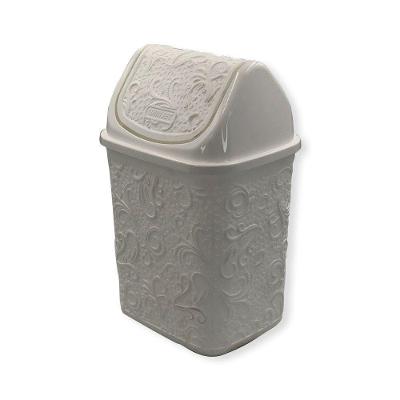 Cesto De Lixo Tampa Basculante Renda Floral 4,5 Litros Branco Banheiro Escritório Mesa Lixeiro Lixeira