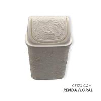 Cesto De Lixo Tampa Basculante Renda Floral 4,5 Litros Branco Banheiro Escritório Mesa Lixeiro Lixeira - 2