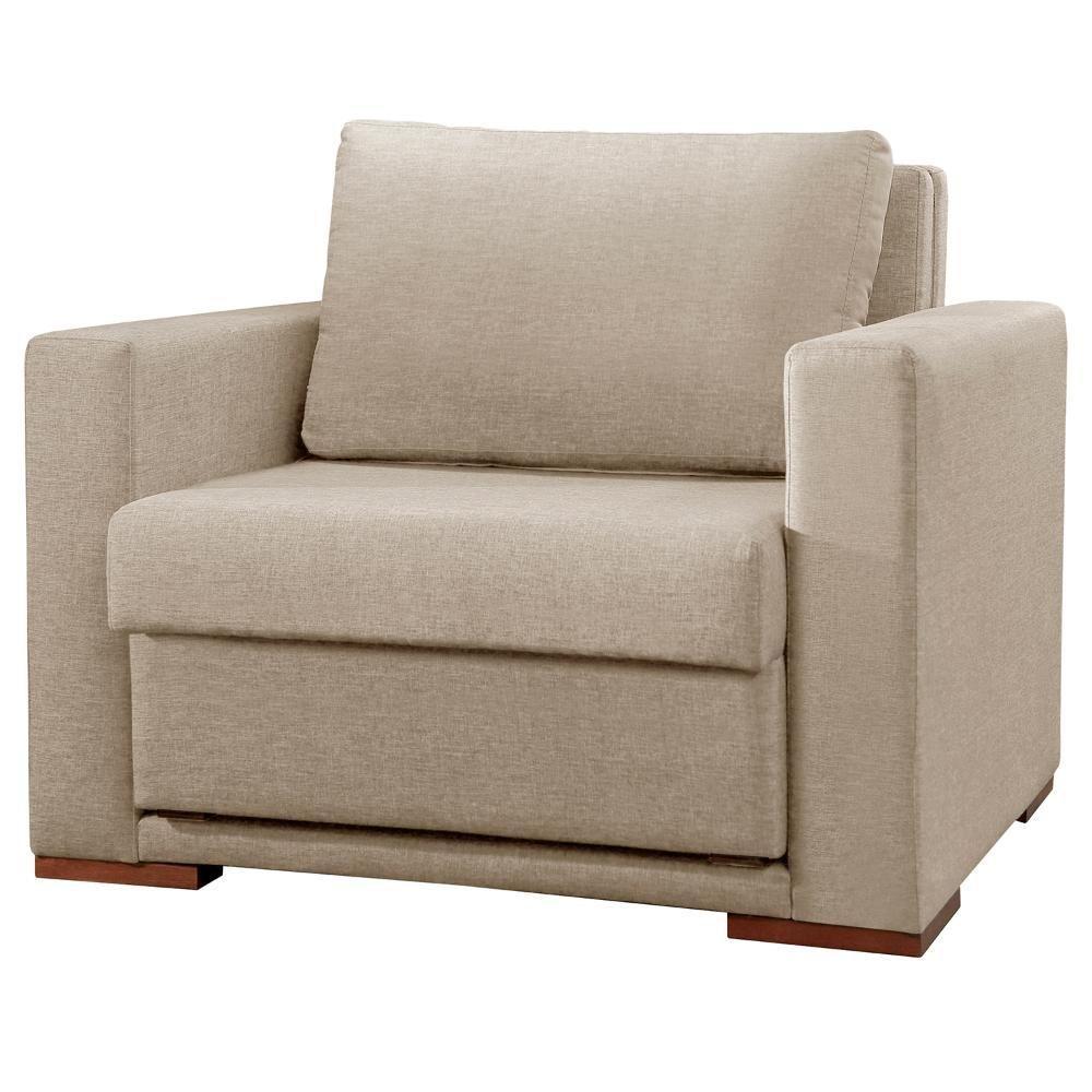 Poltrona Cama Hermes Luxo Castellar Móbile Linho Bege Claro - 1