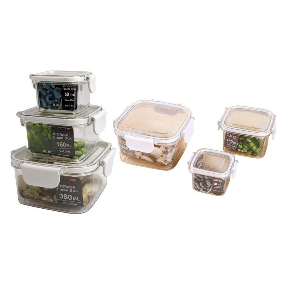 Conjunto 3 Potes Herméticos Quadrados Guardar Comida Freezer Geladeira Com Tampa Transparente Kit - 5
