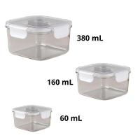 Conjunto 3 Potes Herméticos Quadrados Guardar Comida Freezer Geladeira Com Tampa Transparente Kit - 2