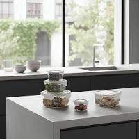 Conjunto 3 Potes Herméticos Quadrados Guardar Comida Freezer Geladeira Com Tampa Transparente Kit