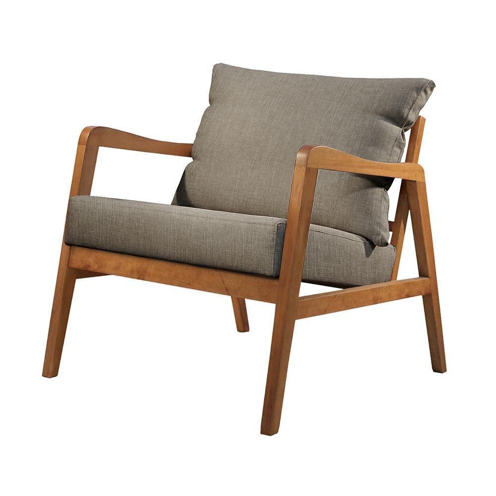 Poltrona Bia Luxo Madeira Maciça Castellar Móbile Linho Cappuccino Linho Cappuccino - 1