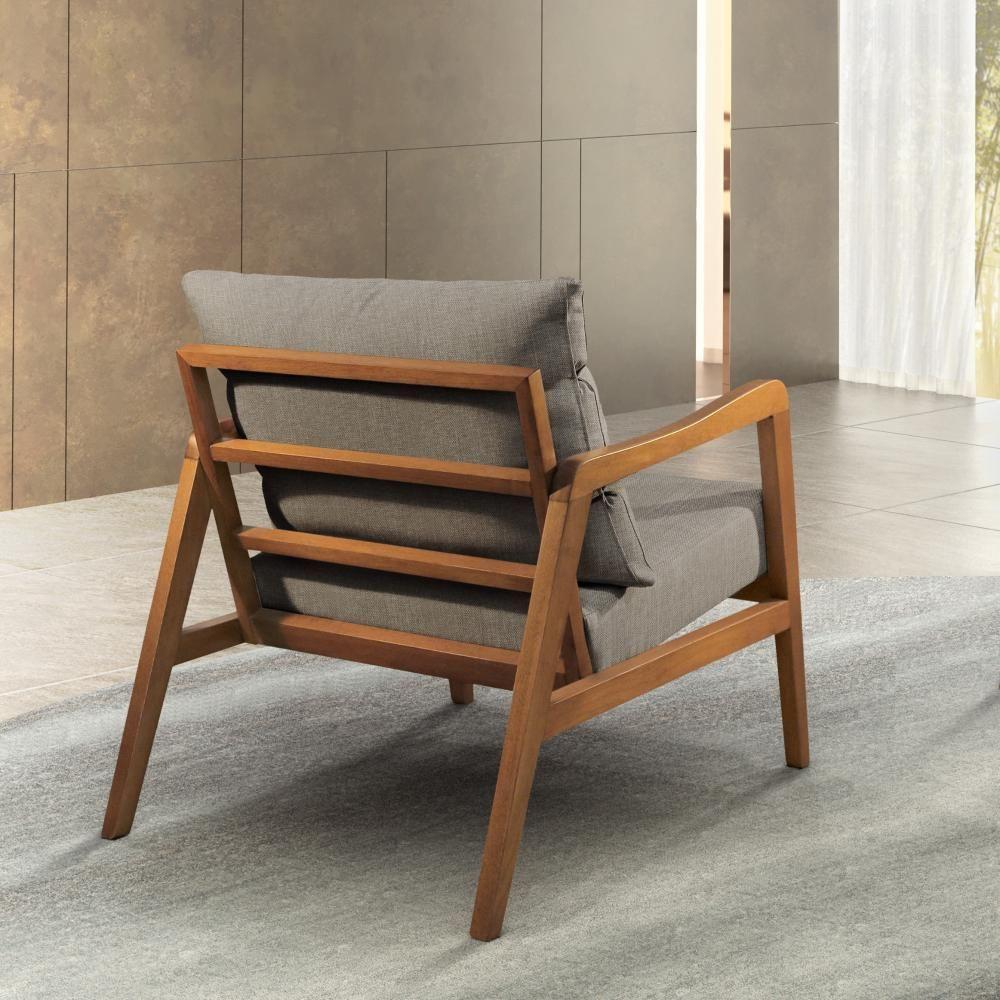 Poltrona Bia Luxo Madeira Maciça Castellar Móbile Linho Cappuccino Linho Cappuccino - 4