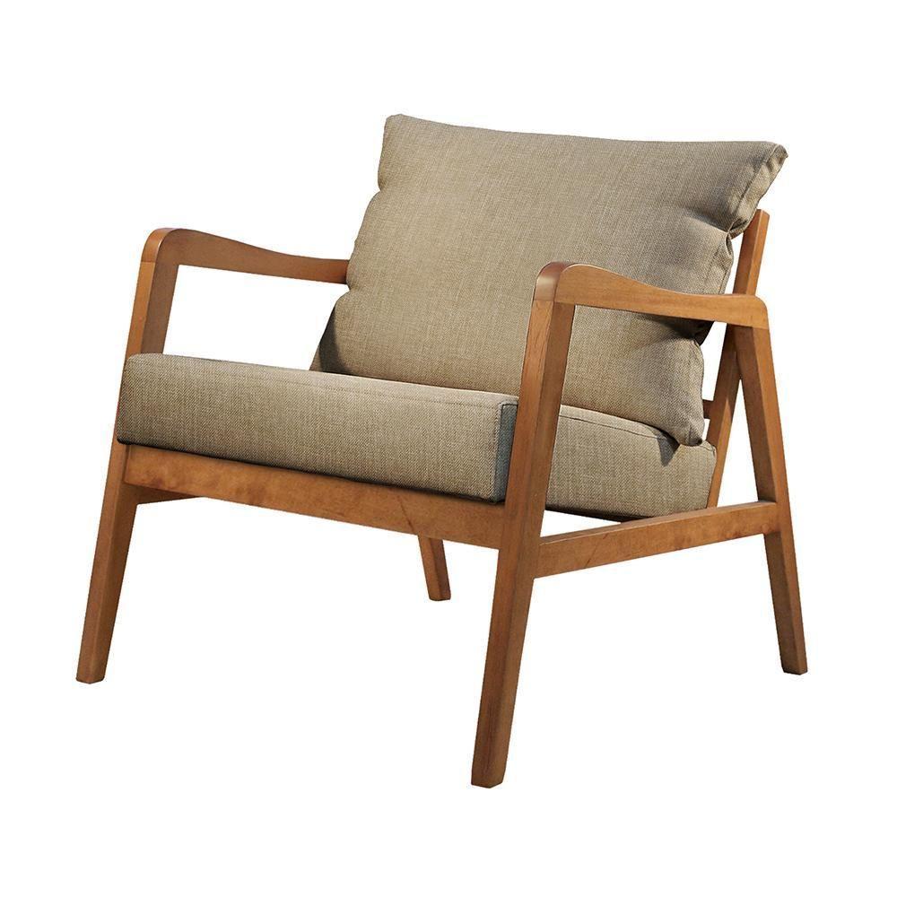 Poltrona Bia Luxo Madeira Maciça Castellar Móbile Linho Bege Linho Bege - 1