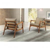 Poltrona Bia Luxo Madeira Maciça Castellar Móbile Linho Bege Linho Bege - 16