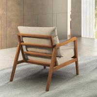 Poltrona Bia Luxo Madeira Maciça Castellar Móbile Linho Bege Claro Linho Bege Claro