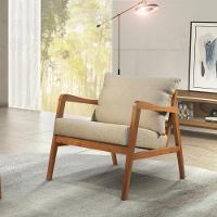 Poltrona Bia Luxo Madeira Maciça Castellar Móbile Linho Bege Claro Linho Bege Claro - 5