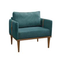 Poltrona Milla Luxo Madeira Maciça Castellar Móbile Linho Azul Linho Azul - 5