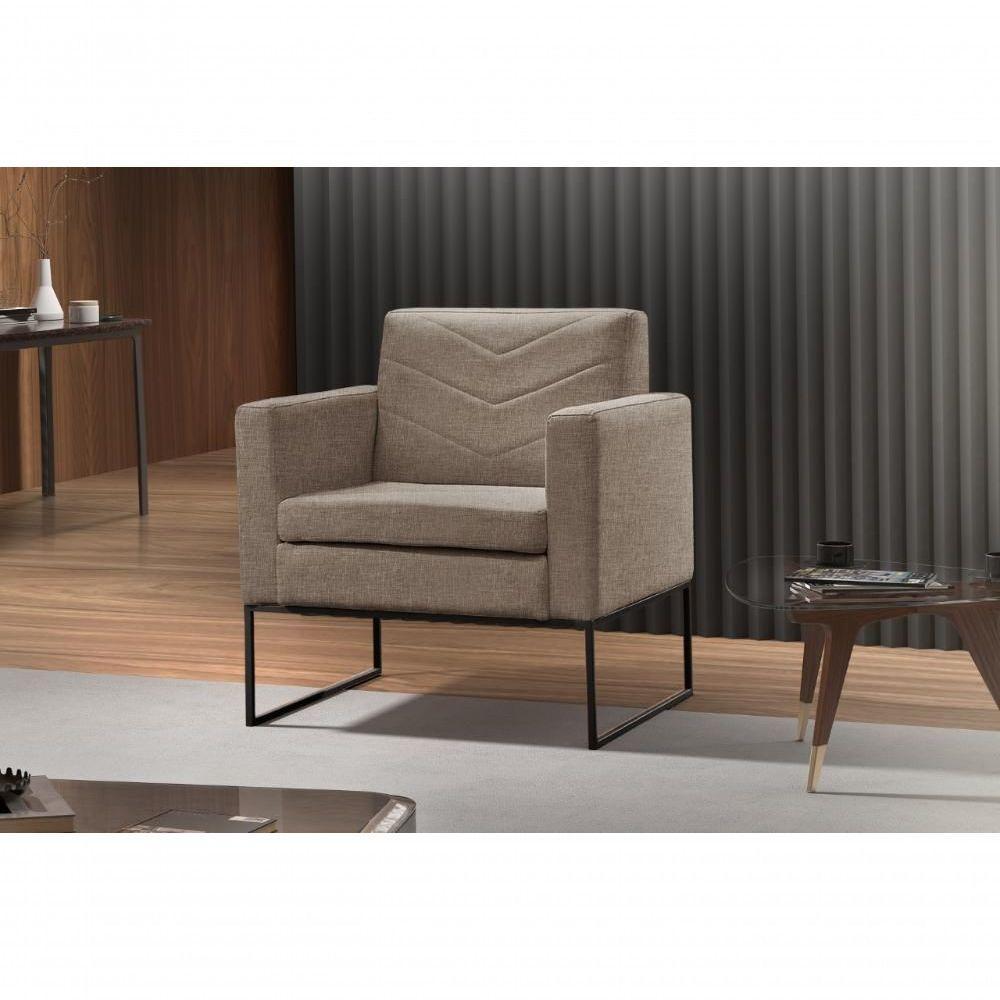 Poltrona Apolo Luxo Base Preta Castellar Móbile Linho Cappuccino Linho Cappuccino - 2