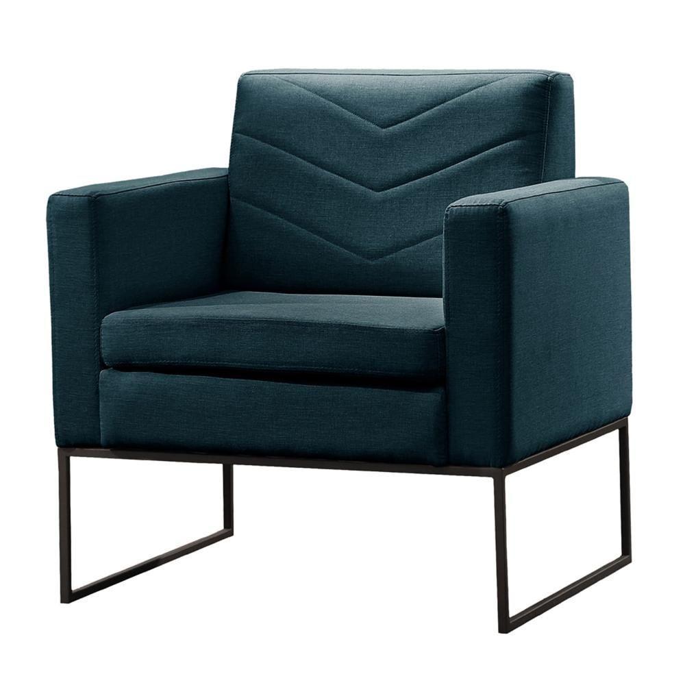 Poltrona Apolo Luxo Base Preta Castellar Móbile Linho Azul Linho Azul - 1