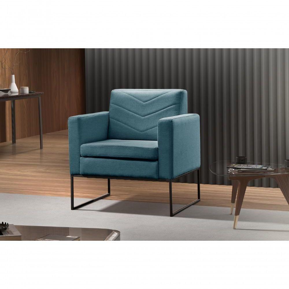 Poltrona Apolo Luxo Base Preta Castellar Móbile Linho Azul Linho Azul - 4