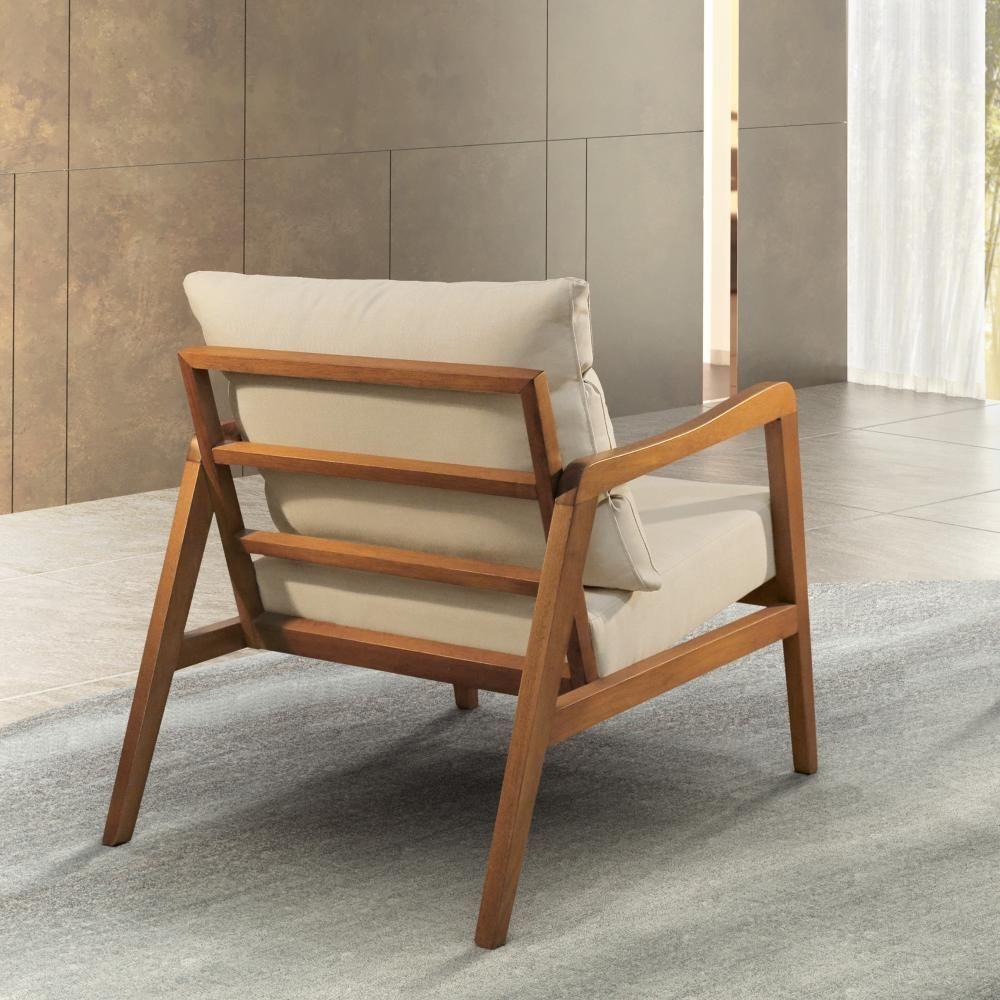 Poltrona Bia Luxo Madeira Maciça Castellar Móbile Veludo Bege Claro Veludo Bege Claro - 4