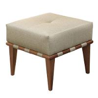 Puff Banqueta Noé Luxo Madeira Maciça Castellar Móbile Linho Bege - 1