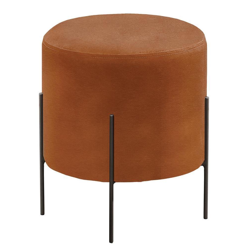 Puff Banqueta Odim Luxo Base Preta Castellar Móbile Corino Caramelo - 1