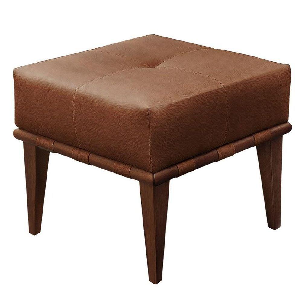 Puff Banqueta Noé Luxo Madeira Maciça Castellar Móbile Corino Caramelo - 1