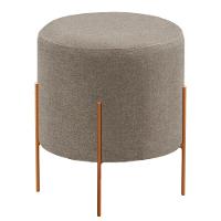 Puff Banqueta Odim Luxo Base Bronze Castellar Móbile Linho Cappuccino - 1