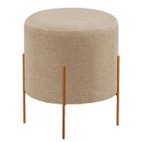 Puff Banqueta Odim Luxo Base Bronze Castellar Móbile Linho Bege - 1