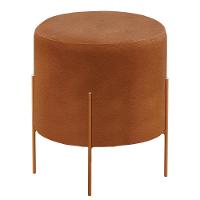 Puff Banqueta Odim Luxo Base Bronze Castellar Móbile Corino Caramelo - 1