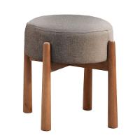 Puff Banqueta Lotus Luxo Madeira Maciça Castellar Móbile Linho Cappuccino - 1
