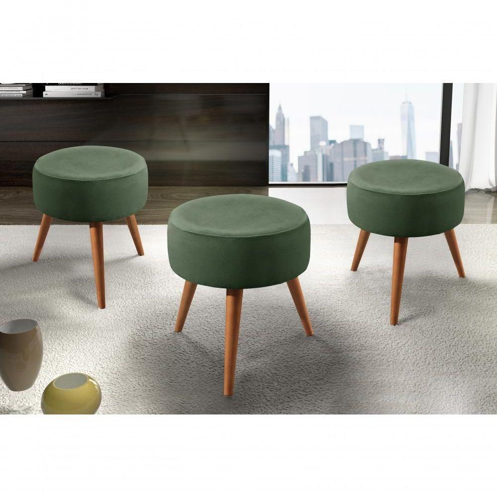 Puff Banqueta Lippe Madeira Maciça Castellar Móbile Veludo Verde - 3