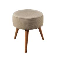 Puff Banqueta Lippe Madeira Maciça Castellar Móbile Linho Bege - 1