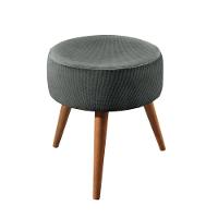 Puff Banqueta Lippe Madeira Maciça Castellar Móbile Linho Cinza - 1
