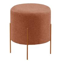 Puff Banqueta Odim Luxo Base Bronze Castellar Móbile Linho Terracota - 1