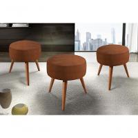 Puff Banqueta Lippe Madeira Maciça Castellar Móbile Corino Caramelo - 7