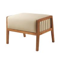 Puff Banqueta Gael Luxo Madeira Maciça Castellar Móbile Veludo Bege Claro Veludo Bege Claro - 1