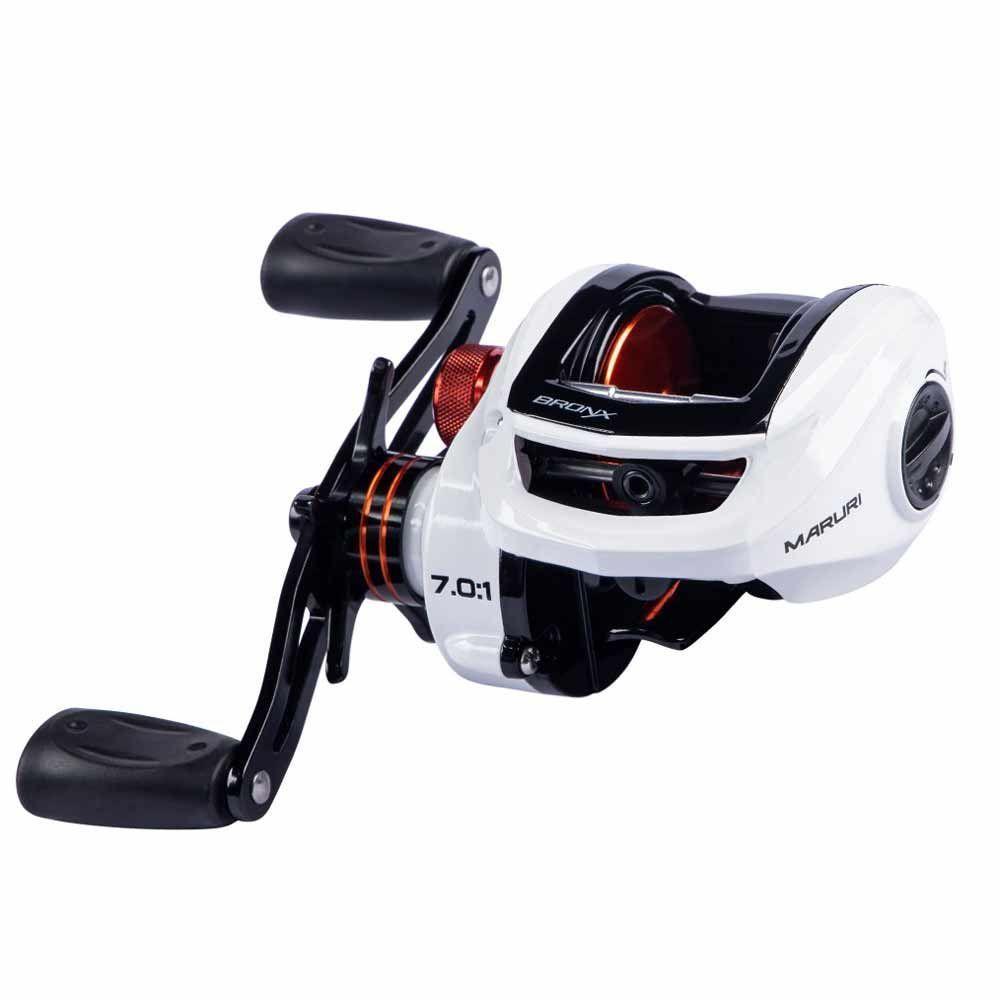 Carretilha Para Pesca Maruri Bronx Branca 11r Carretel Fundo Manivela Direita - 4