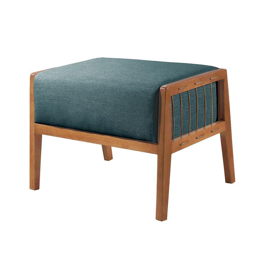 Puff Banqueta Gael Luxo Madeira Maciça Castellar Móbile Linho Azul Linho Azul - 1