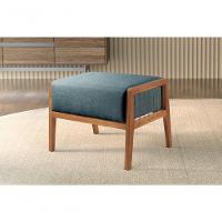 Puff Banqueta Gael Luxo Madeira Maciça Castellar Móbile Linho Azul Linho Azul