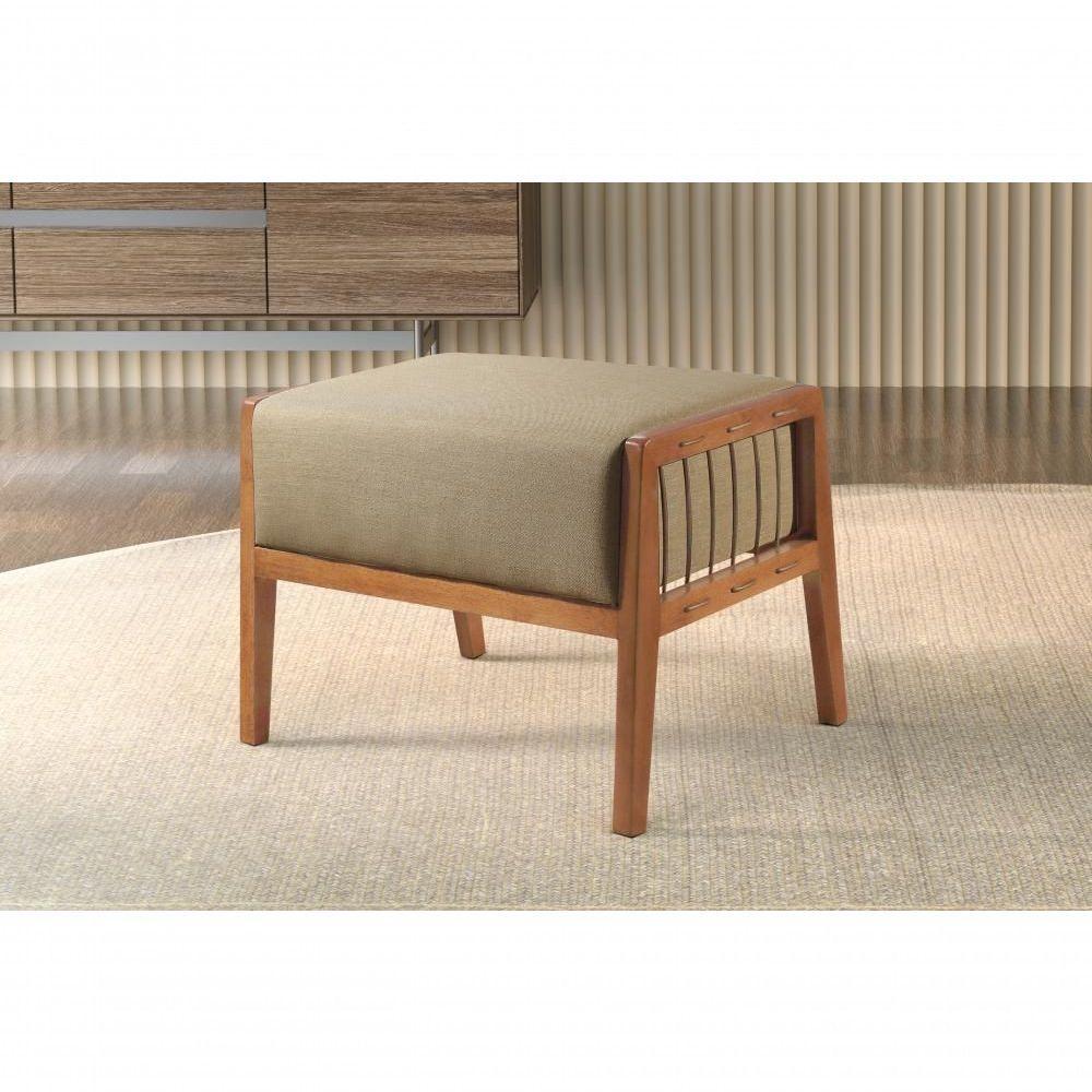 Puff Banqueta Gael Luxo Madeira Maciça Castellar Móbile Linho Bege Linho Bege - 4