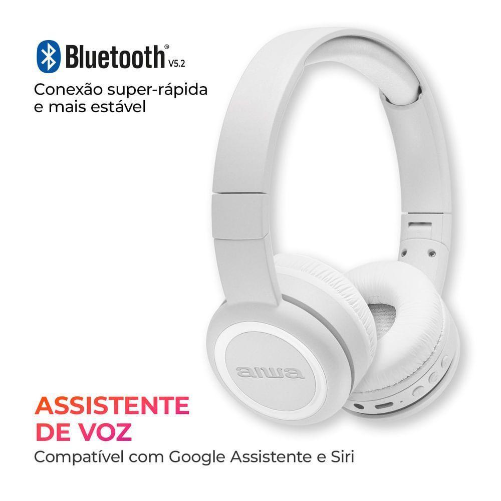 Fone De Ouvido Headphone Aiwa Hp-03-w Bluetooth Drive 30mm Bivolt - 6