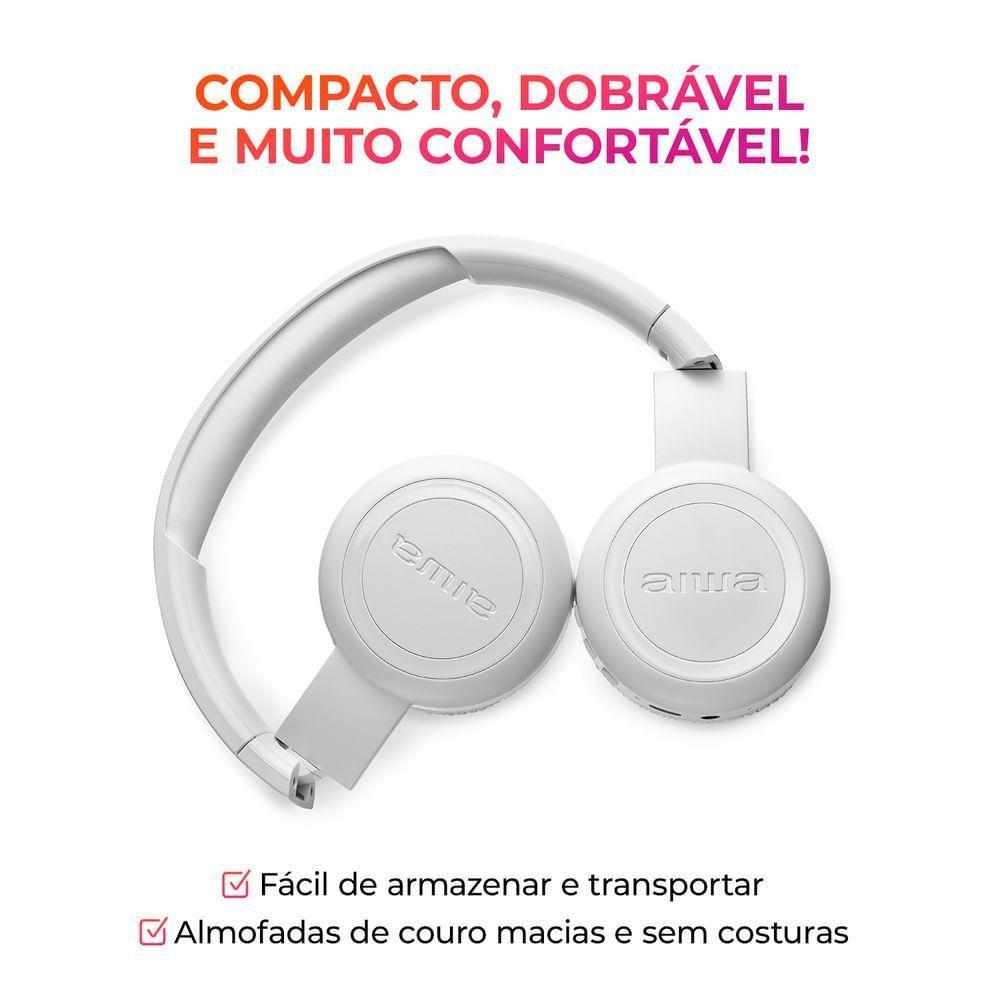 Fone De Ouvido Headphone Aiwa Hp-03-w Bluetooth Drive 30mm Bivolt - 7